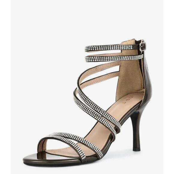 Allegra K Sandals Womens 11‎ Bronze Strappy High Heel Rhinestone Detail NEW - Picture 1 of 11